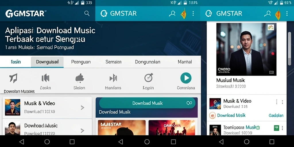 Antarmuka aplikasi GMSTAR yang sederhana dan mudah digunakan untuk Download Musik.