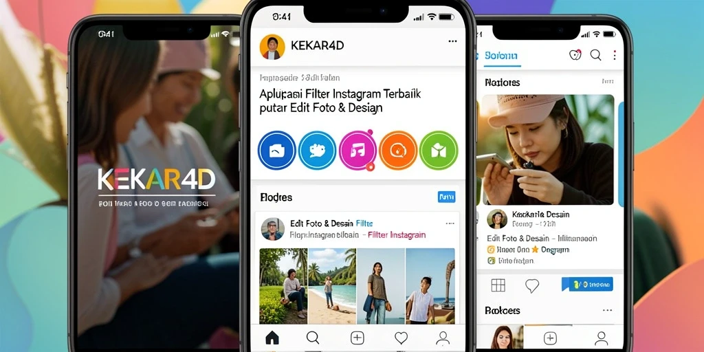 Antarmuka aplikasi KEKAR4D yang menampilkan pilihan filter Instagram.