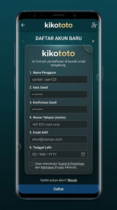 Tampilan halaman daftar kikototo
